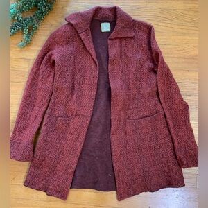 Vintage Burnt Orange/Red Patterned Open Cardigan Sweater